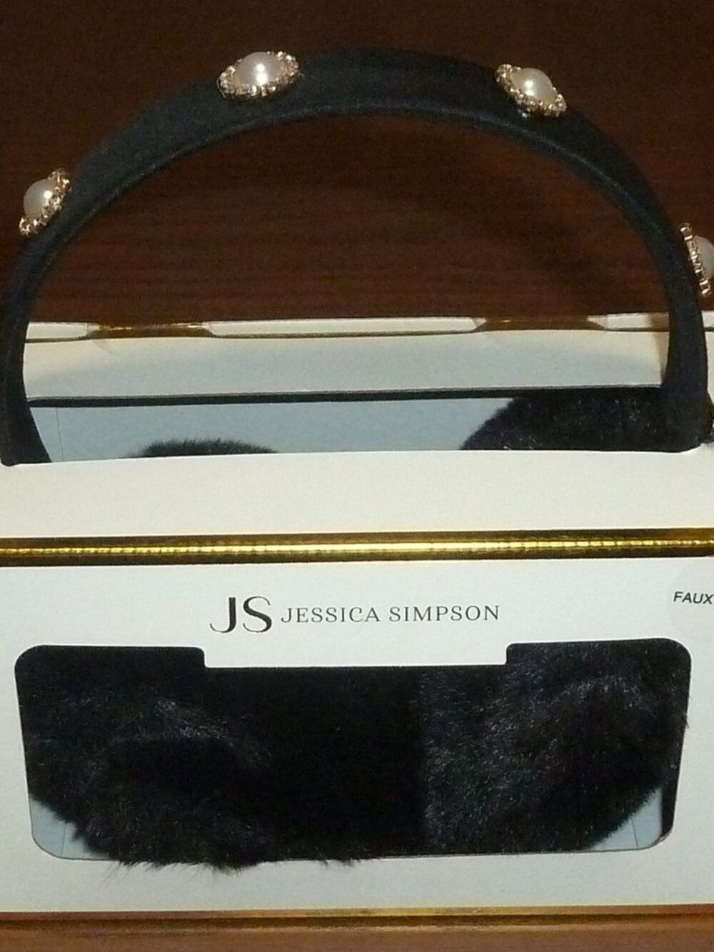 JS Jessica Simpson Cozy Earmuffs Black Faux Fur New Muffs